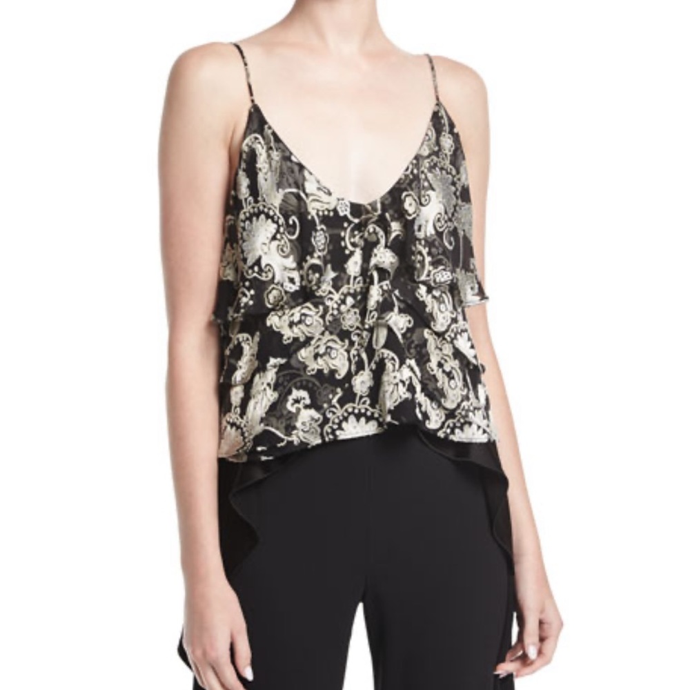 ALICE + OLIVIA Vanessa Tiered Devoré Camisole Top